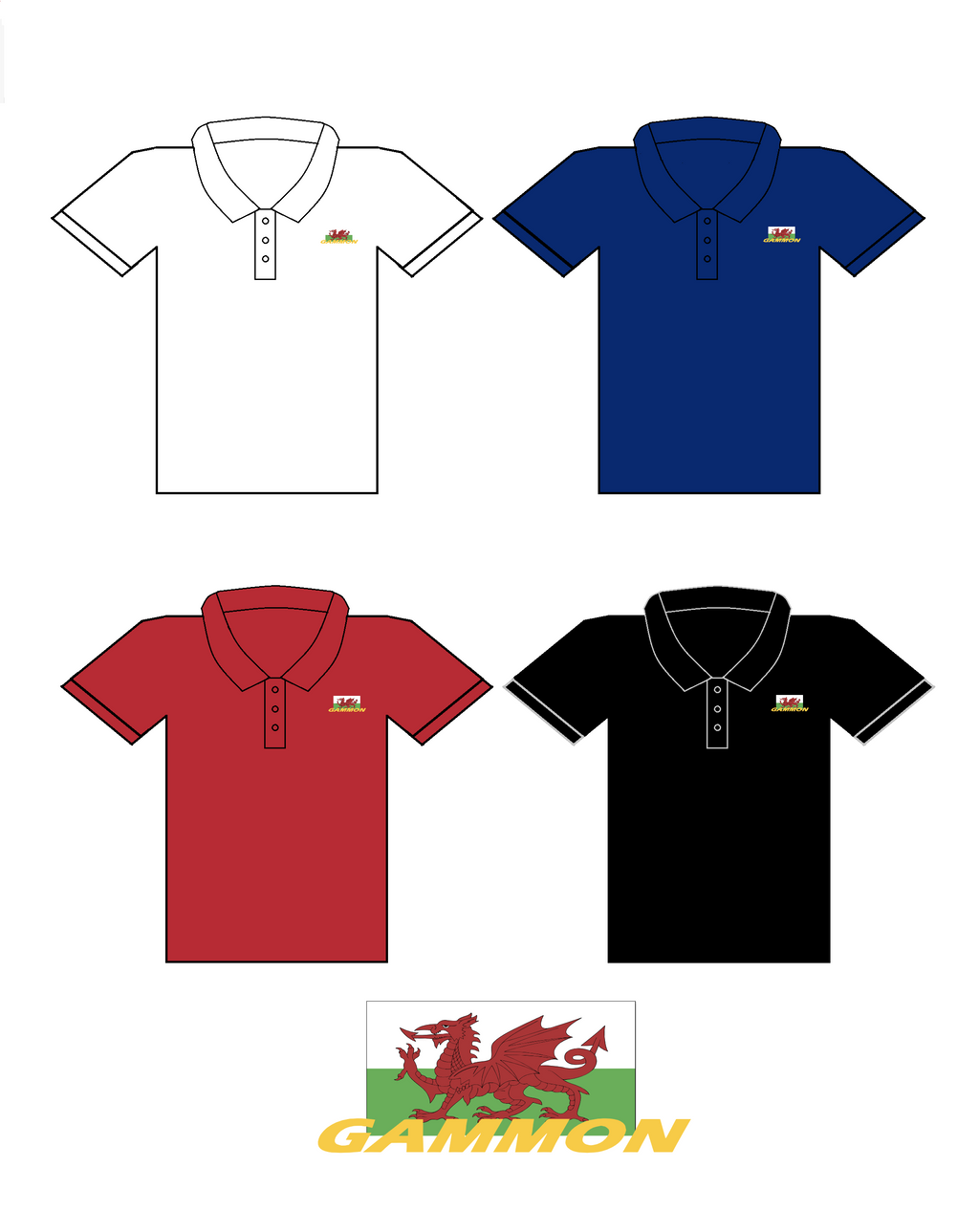 Short sleeve polo with welsh branding