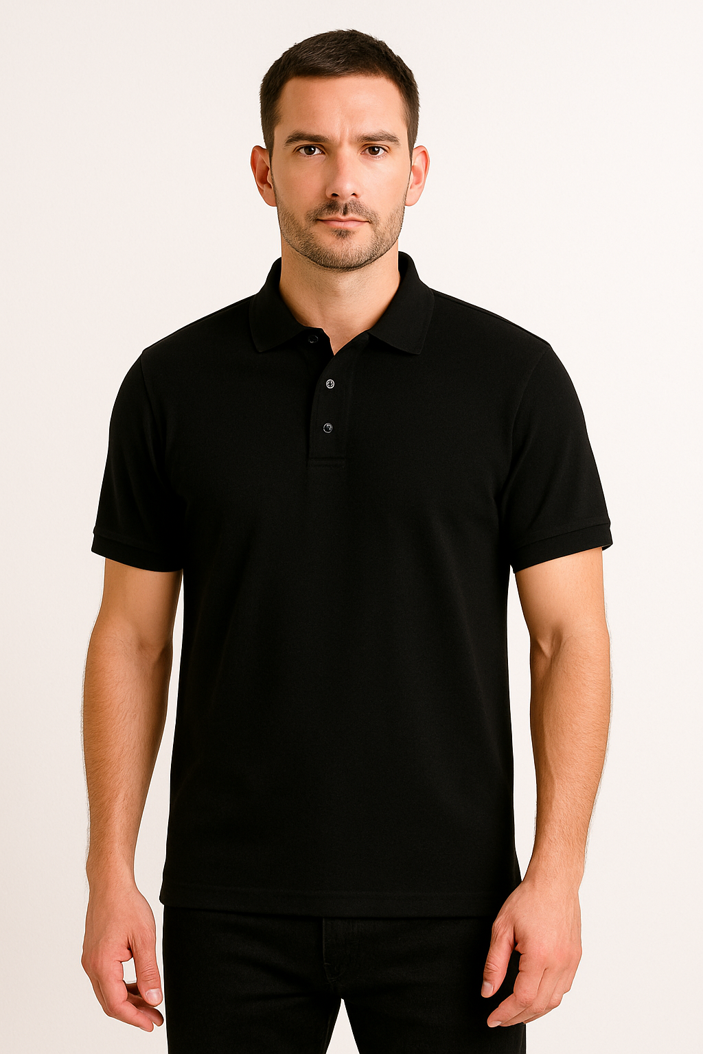 Short sleeve polo with St. Andrew branding.