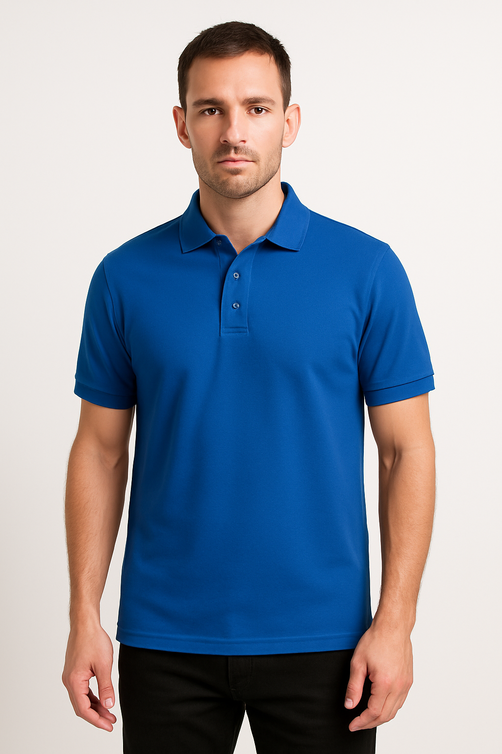 Short sleeve polo with St. Andrew branding.